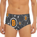 Bitcoin Connection Pattern Print Men's Triangle Swim Briefs