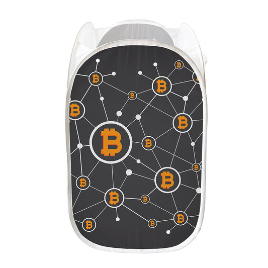 Bitcoin Connection Pattern Print Mesh Laundry Hamper