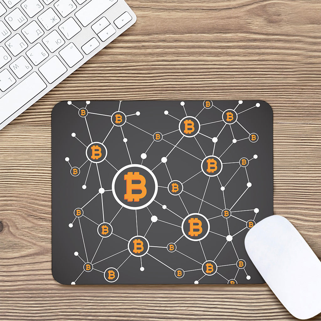 Bitcoin Connection Pattern Print Mouse Pad