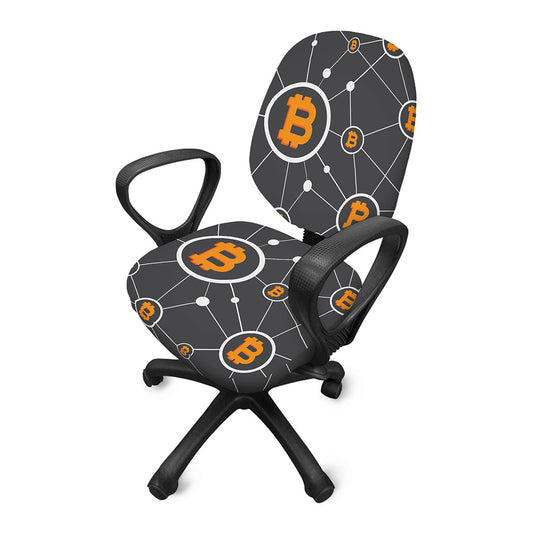 Bitcoin Connection Pattern Print Office Chair Cover
