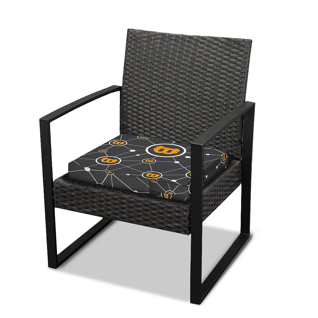 Bitcoin Connection Pattern Print Outdoor Seat Cushion Cover