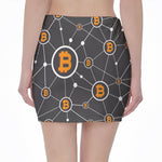 Bitcoin Connection Pattern Print Pencil Mini Skirt