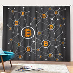 Bitcoin Connection Pattern Print Pencil Pleat Curtains