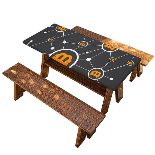 Bitcoin Connection Pattern Print Picnic Table Cover