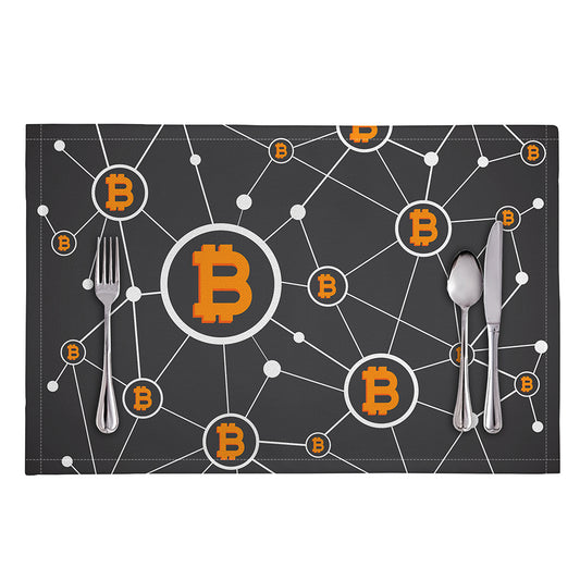 Bitcoin Connection Pattern Print Placemat