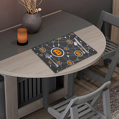 Bitcoin Connection Pattern Print Placemat