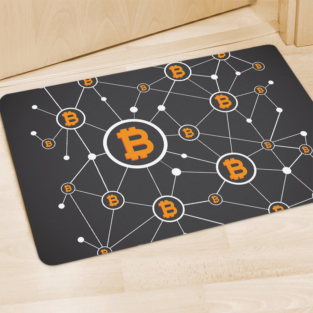 Bitcoin Connection Pattern Print Polyester Doormat