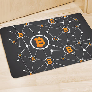 Bitcoin Connection Pattern Print Polyester Doormat