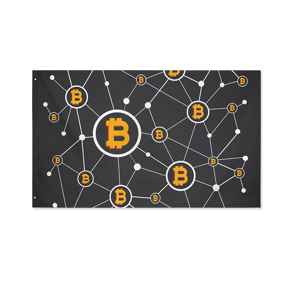 Bitcoin Connection Pattern Print Polyester Flag