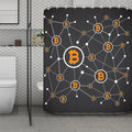 Bitcoin Connection Pattern Print Polyester Shower Curtain