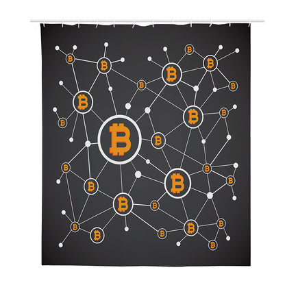 Bitcoin Connection Pattern Print Polyester Shower Curtain
