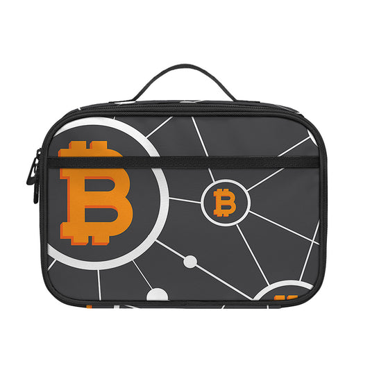Bitcoin Connection Pattern Print Portable Lunch Bag