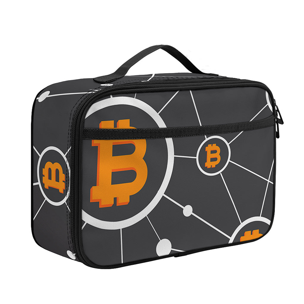 Bitcoin Connection Pattern Print Portable Lunch Bag