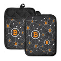 Bitcoin Connection Pattern Print Pot Holders With Pocket