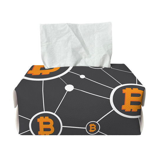 Bitcoin Connection Pattern Print Rectangle Tissue Box Cover