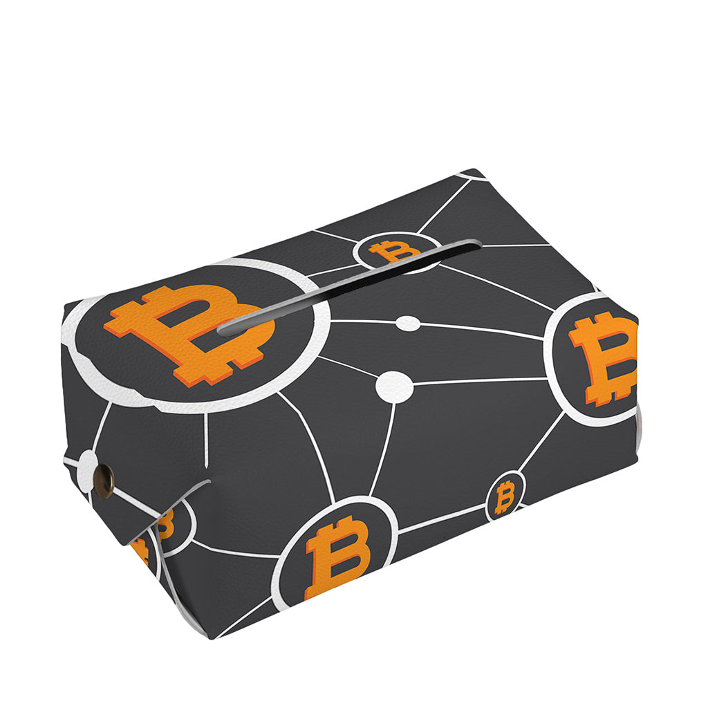 Bitcoin Connection Pattern Print Rectangle Tissue Box Cover