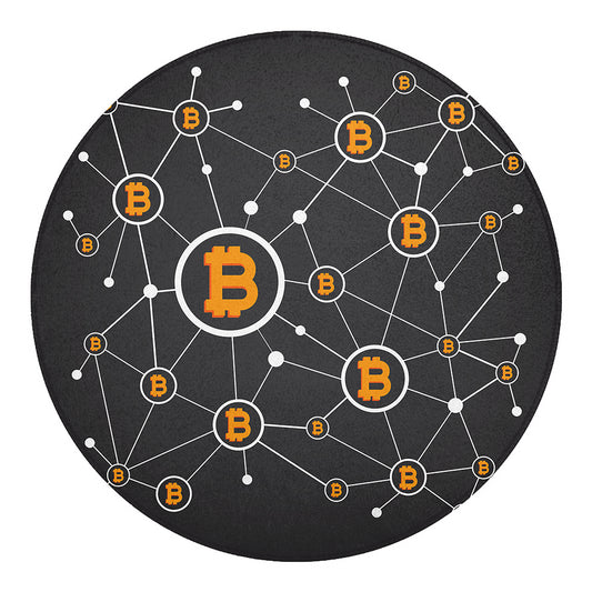 Bitcoin Connection Pattern Print Round Blanket