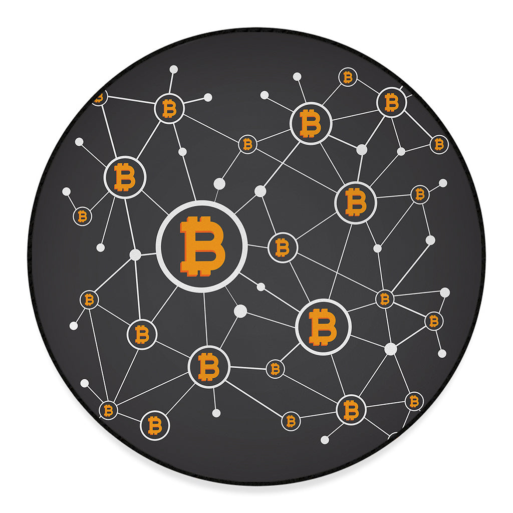 Bitcoin Connection Pattern Print Round Floor Mat