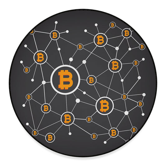 Bitcoin Connection Pattern Print Round Floor Mat