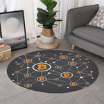 Bitcoin Connection Pattern Print Round Rug