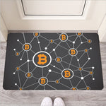 Bitcoin Connection Pattern Print Rubber Doormat