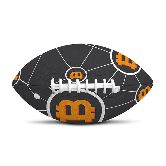 Bitcoin Connection Pattern Print Rugby Ball