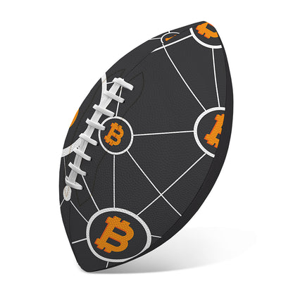 Bitcoin Connection Pattern Print Rugby Ball