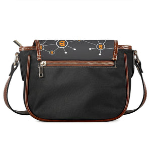 Bitcoin Connection Pattern Print Saddle Bag