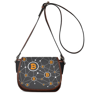 Bitcoin Connection Pattern Print Saddle Bag