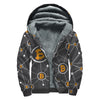 Bitcoin Connection Pattern Print Sherpa Lined Zip Up Hoodie