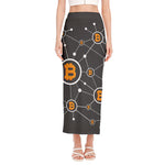 Bitcoin Connection Pattern Print Side Slit Maxi Skirt