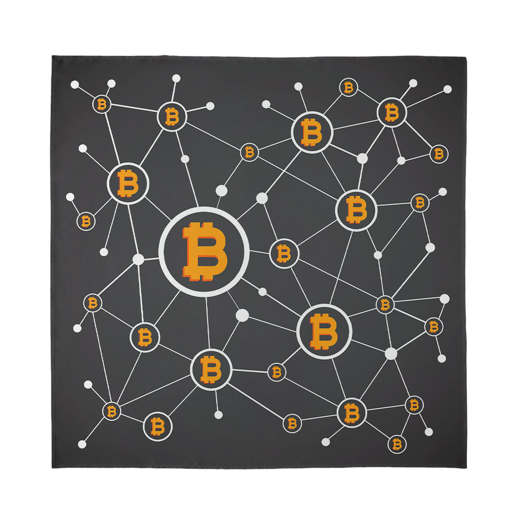 Bitcoin Connection Pattern Print Silk Bandana