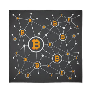 Bitcoin Connection Pattern Print Silk Bandana