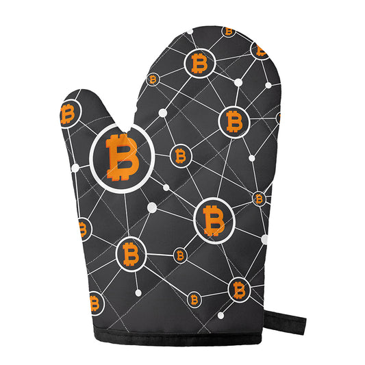 Bitcoin Connection Pattern Print Single Oven Mitt
