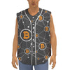 Bitcoin Connection Pattern Print Sleeveless Baseball Jersey