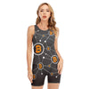 Bitcoin Connection Pattern Print Sleeveless One Piece Swimsuit