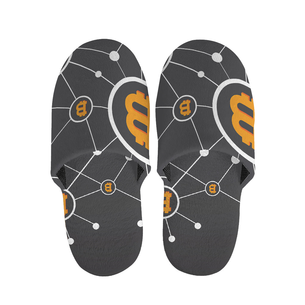 Bitcoin Connection Pattern Print Slippers