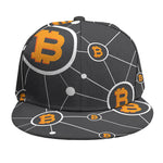 Bitcoin Connection Pattern Print Snapback Cap
