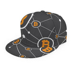 Bitcoin Connection Pattern Print Snapback Cap