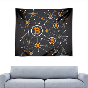 Bitcoin Connection Pattern Print Tapestry