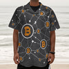 Bitcoin Connection Pattern Print Textured Short Sleeve Shirt