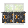 Bitcoin Connection Pattern Print Tier Curtains