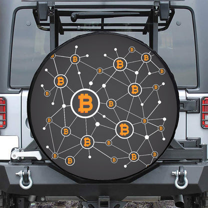 Bitcoin Connection Pattern Print Tire Cover