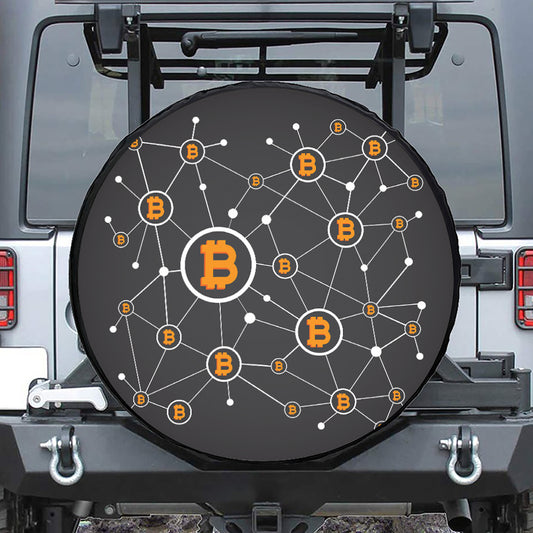 Bitcoin Connection Pattern Print Tire Cover