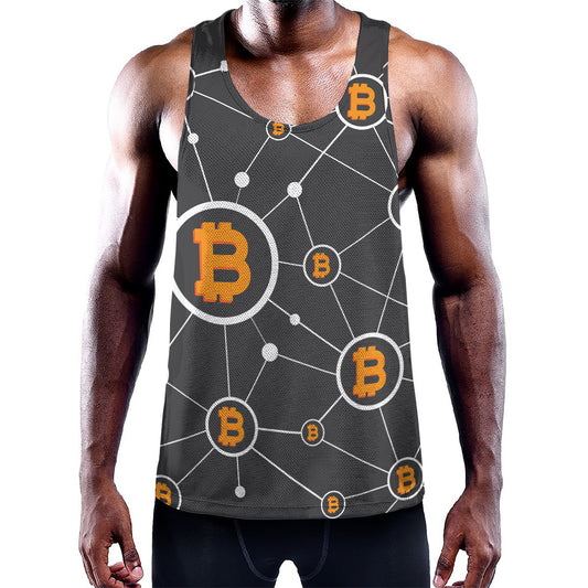Bitcoin Connection Pattern Print Training Tank Top