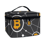 Bitcoin Connection Pattern Print Travel Makeup Bag