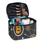 Bitcoin Connection Pattern Print Travel Makeup Bag