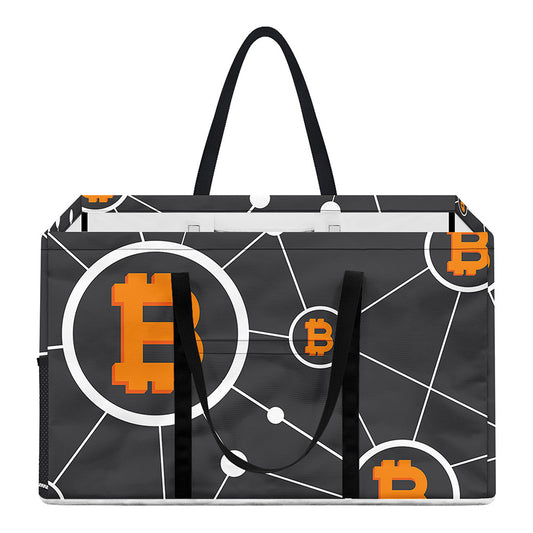 Bitcoin Connection Pattern Print Utility Tote Bag