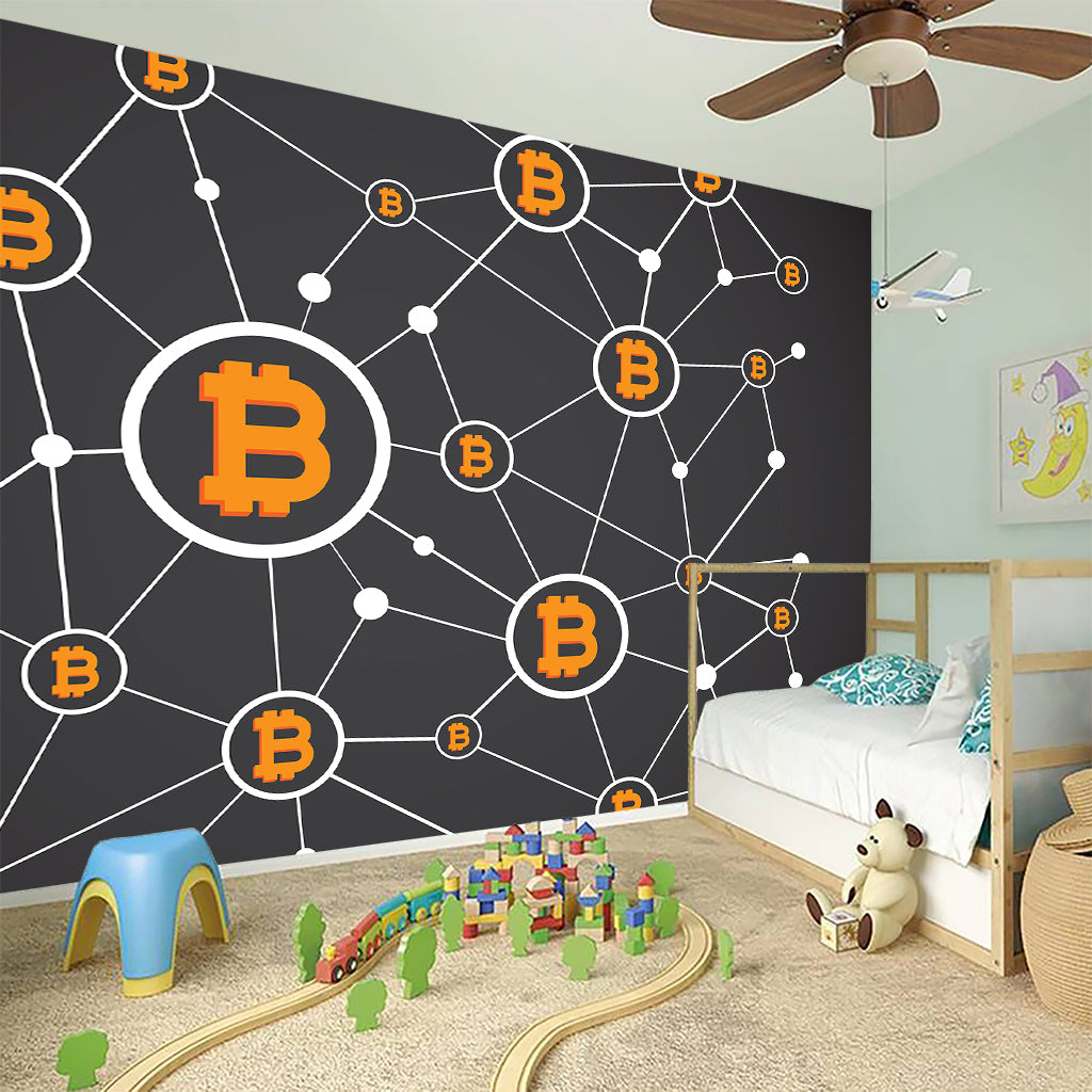 Bitcoin Connection Pattern Print Wall Sticker