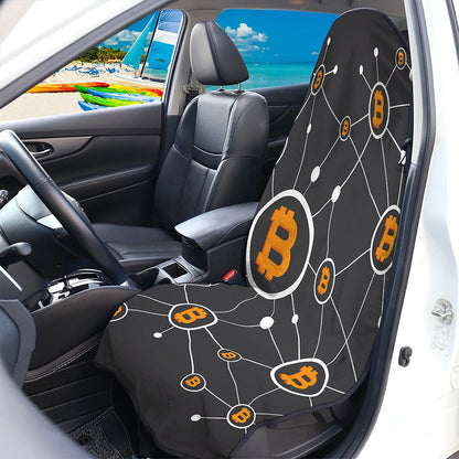 Bitcoin Connection Pattern Print Waterproof Car Seat Cover